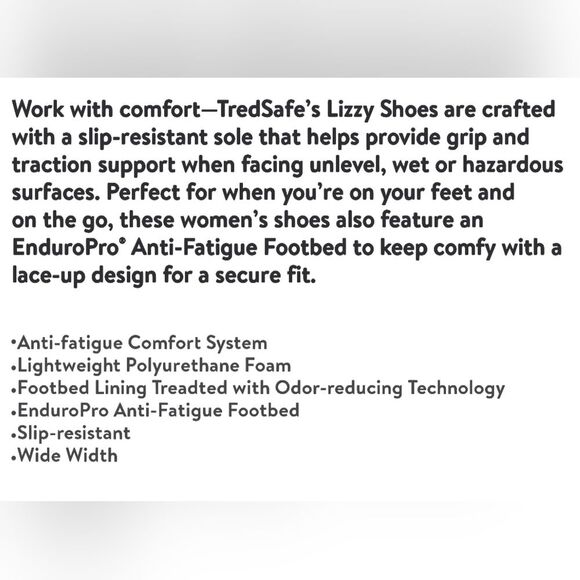 Tredsafe Women's Lizzy Wide Width Slip Resistant Shoes Size 11 Wide - Picture 11 of 11